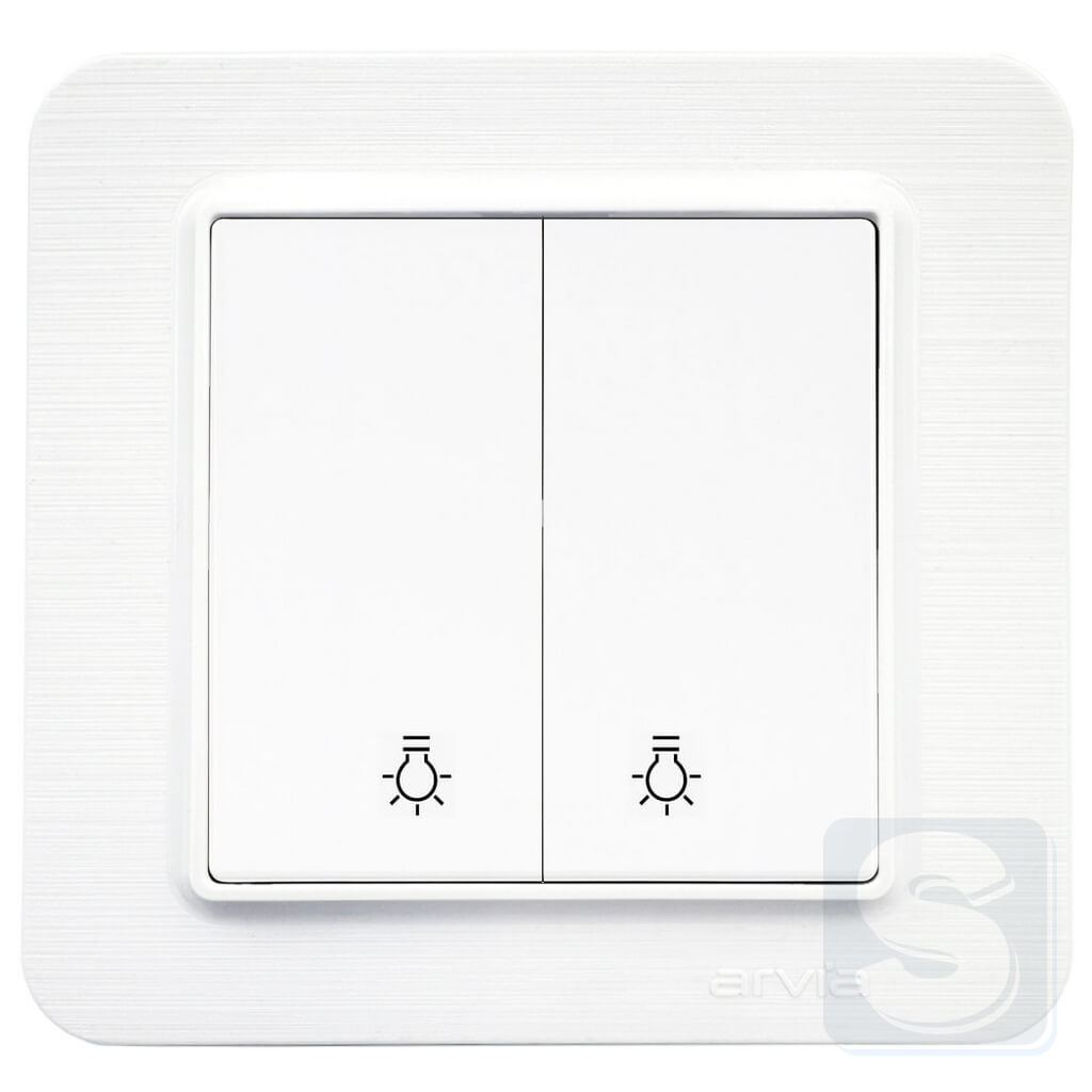 Выключатель двухклавишный КНОПОЧНЫЙ Arvia Electric Lavin Белый